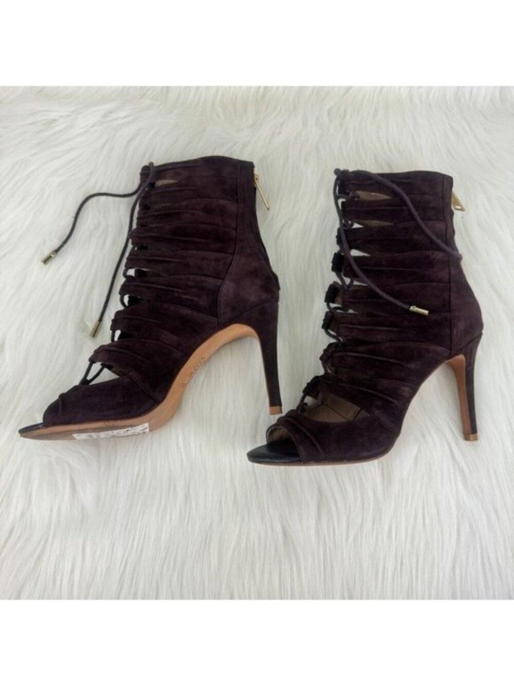 Joie Anja Open Toe Suede Lace Up Gladiator Bootie Sandals Shoes Sz EU 38 Brown - Picture 7 of 13